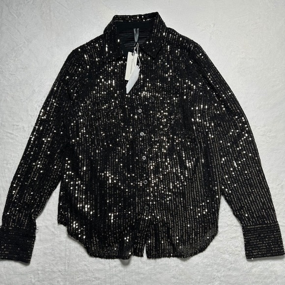 Anthropologie Remie Sequin Embellished Long Sleeve Button Down Shirt Size S NWT - Picture 1 of 9